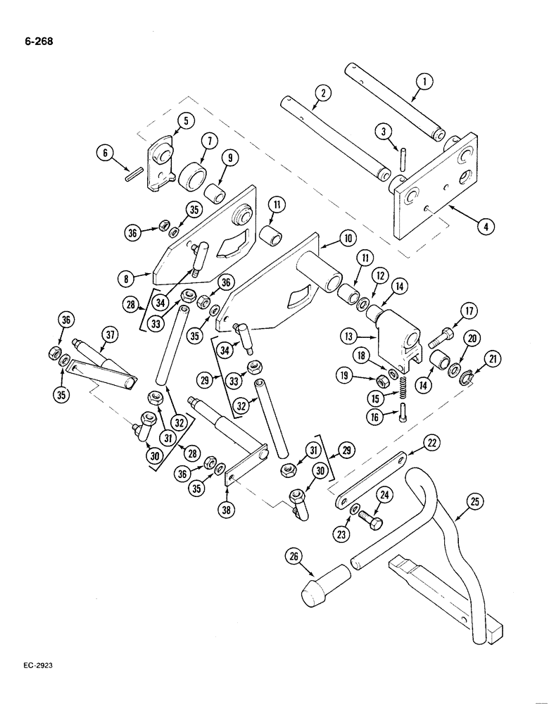 Схема запчастей Case IH 585 - (6-268) - TRANSMISSION RANGE SHIFT CONTROLS, WITH CAB (06) - POWER TRAIN