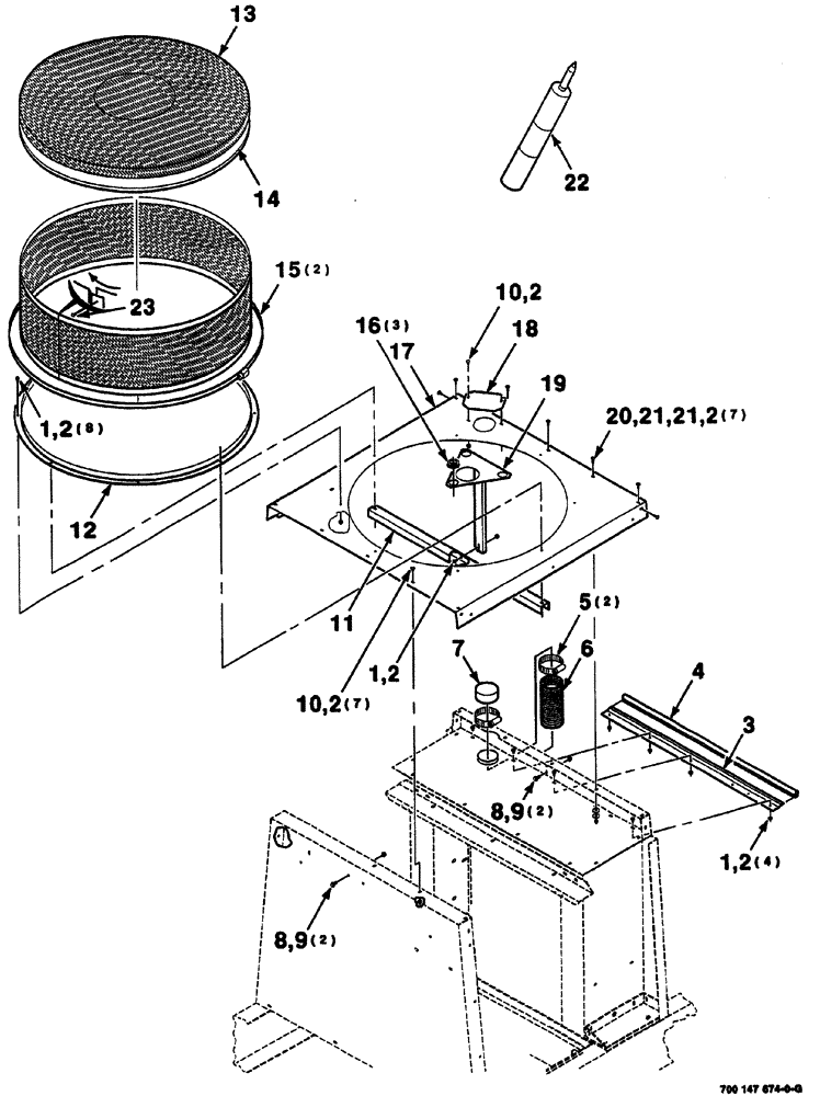 Схема запчастей Case IH 8860 - (07-62) - FIXED SCREEN ASSEMBLY (10) - ENGINE