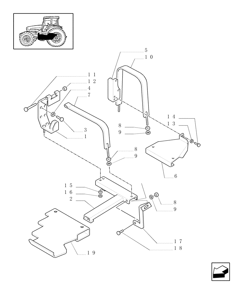 Схема запчастей Case IH JX80U - (1.14.7) - FUEL TANK SUPPORT - BRACKETS, TIE-RODS - SUPPORTS (02) - ENGINE EQUIPMENT