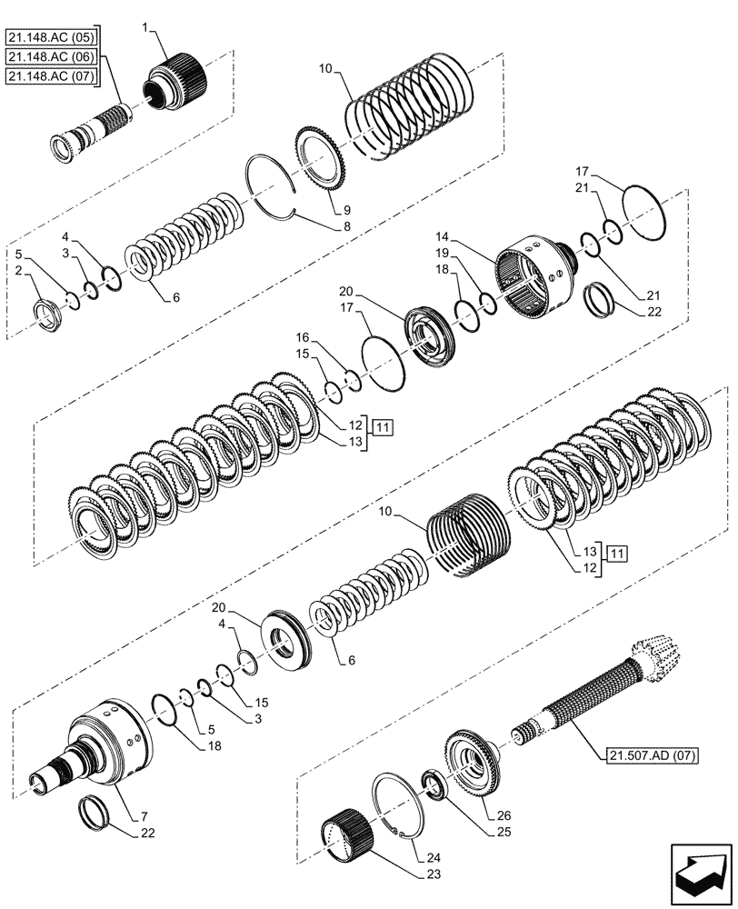 Схема запчастей Case IH PUMA 185 CVT - (21.152.AA[01]) - VAR - 337427, 337433, 392138, 758022, 759053 - TRANSMISSION, CLUTCH (21) - TRANSMISSION