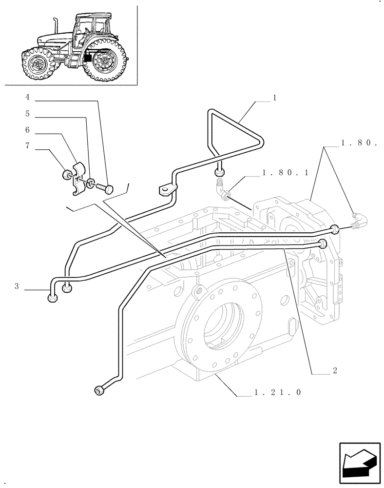 Схема запчастей Case IH JX100U - (1.80.6[01]) - POWER TAKEOFF - PIPES (07) - HYDRAULIC SYSTEM