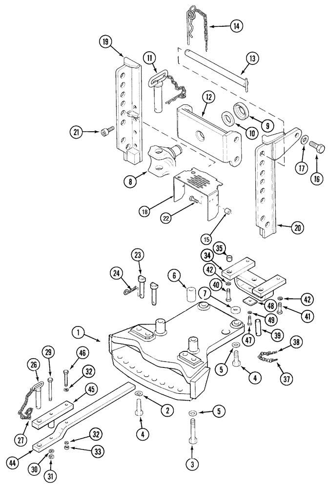 Схема запчастей Case IH 5220 - (9-018) - DRAWBAR, WITH TRAILER HITCH (09) - CHASSIS/ATTACHMENTS