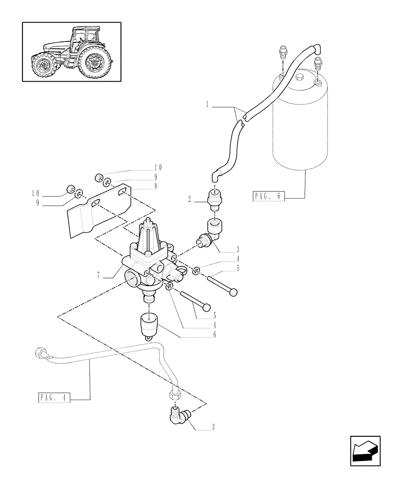 Схема запчастей Case IH MXM155 - (1.68.6[05]) - (VAR.178) TRAILER AIR BRAKE UK - PRESSURE ADJUSTMENT VALVE (05) - REAR AXLE