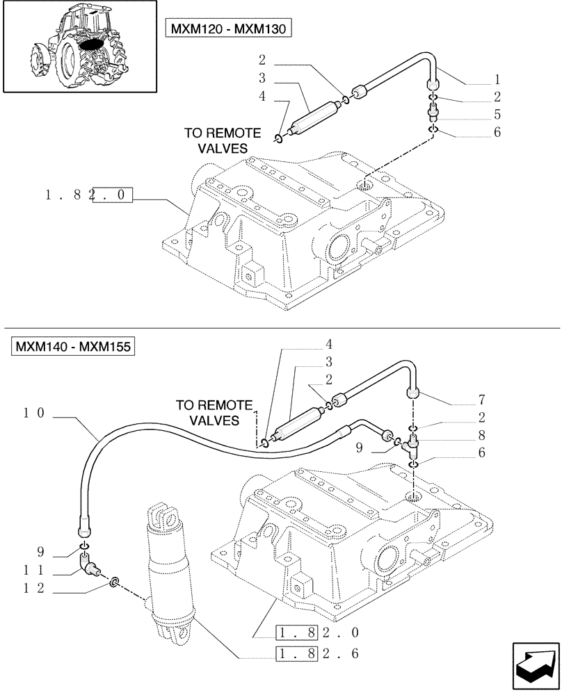 Схема запчастей Case IH MXM140 - (1.82.1[03]) - LIFTER, LINES (07) - HYDRAULIC SYSTEM