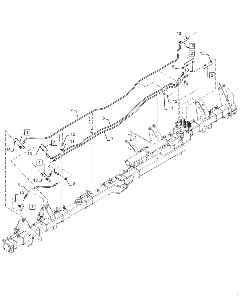 Схема запчастей Case IH 1255 - (35.948.AD[04]) - HYDRAULIC LINES RIGHT WING FOR 16 ROW 30" SPACING (35) - HYDRAULIC SYSTEMS