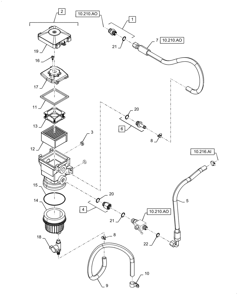 Схема запчастей Case IH 7088 - (10.206.AF) - FUEL FILTER/WATER SEPARATOR (10) - ENGINE