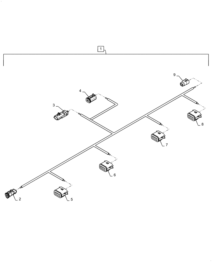 Схема запчастей Case IH 2150 - (55.015.AB[07]) - WIRE HARNESS LEFT CONTROL BUS (55) - ELECTRICAL SYSTEMS