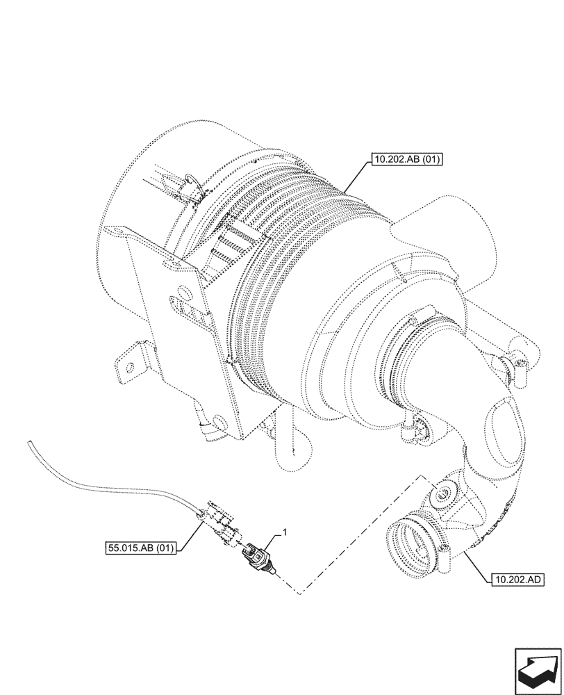 Схема запчастей Case IH FARMALL 100C - (55.014.AD) - VAR - 337323, 743560 - AIR FILTER, SENSOR, HI-LO (55) - ELECTRICAL SYSTEMS