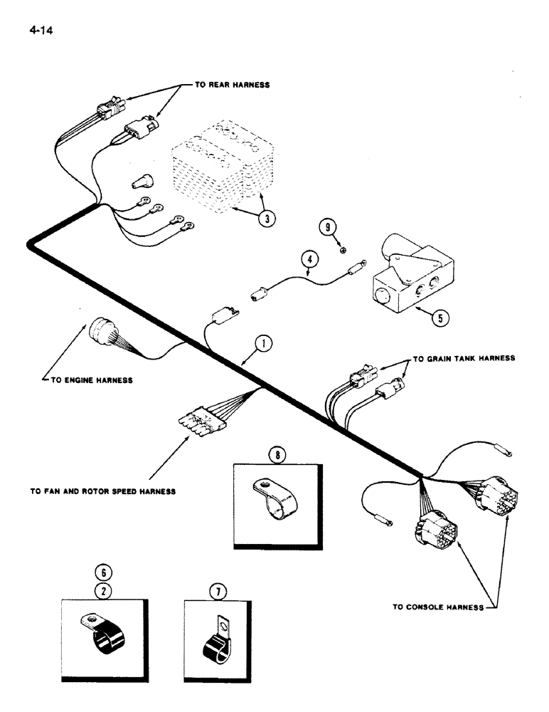 Схема запчастей Case IH 1620 - (4-014) - CENTER HARNESS (06) - ELECTRICAL