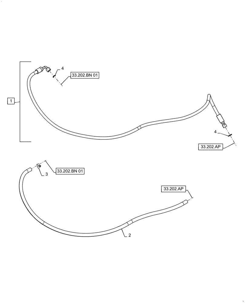 Схема запчастей Case IH 6088 - (33.202.CH) - BRAKE VALVE HOSE (33) - BRAKES & CONTROLS