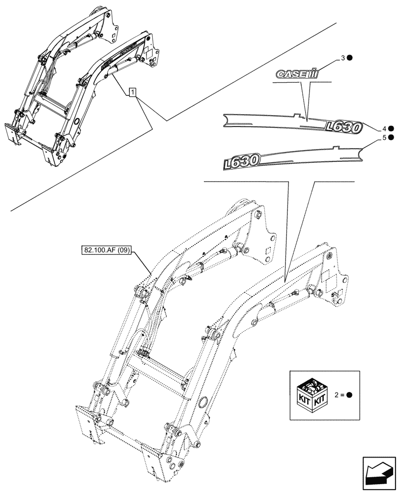 Схема запчастей Case IH FARMALL 100C - (90.108.AB[10]) - VAR - 336740, 336742 - LOADER ARM, MODEL IDENTIFICATION DECAL, W/O SELF-LEVELING (90) - PLATFORM, CAB, BODYWORK AND DECALS