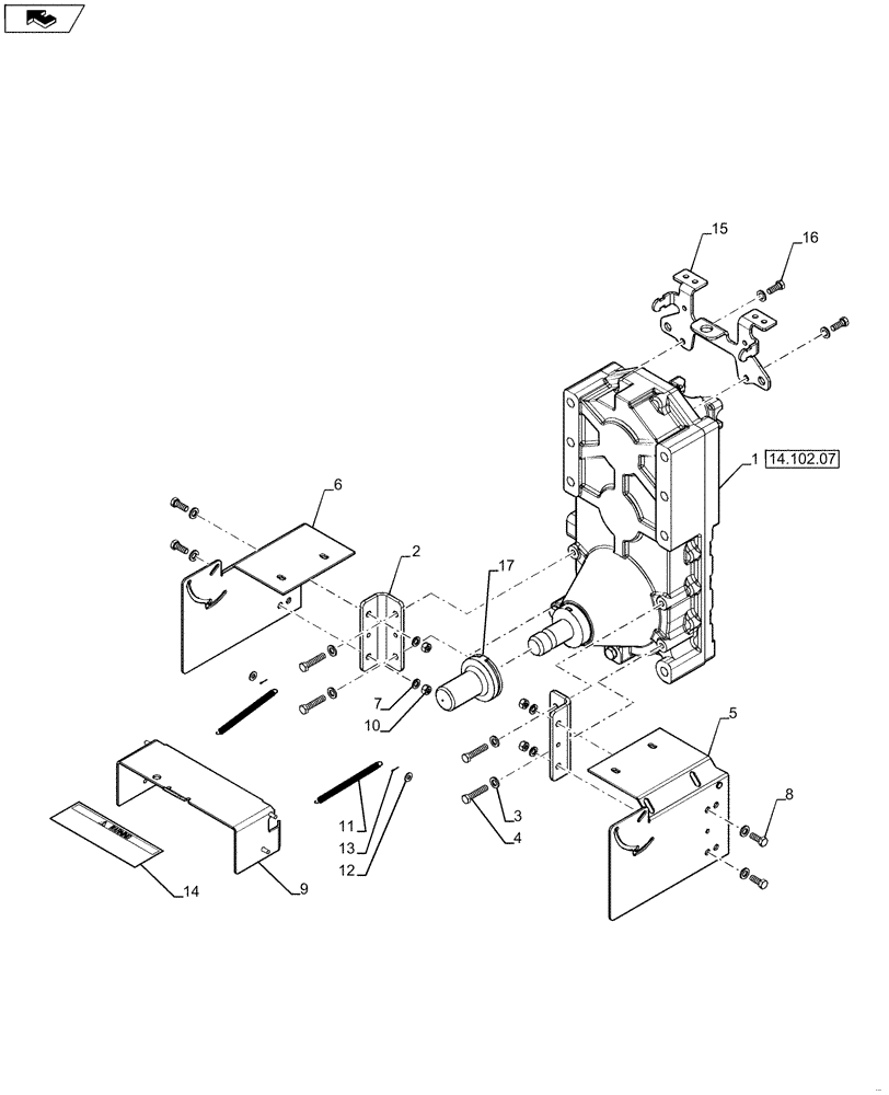 Схема запчастей Case IH QUADTRAC 500 - (14.102.06) - PTO - TRANSFER CASE MOUNTING (14) - MAIN GEARBOX & DRIVE