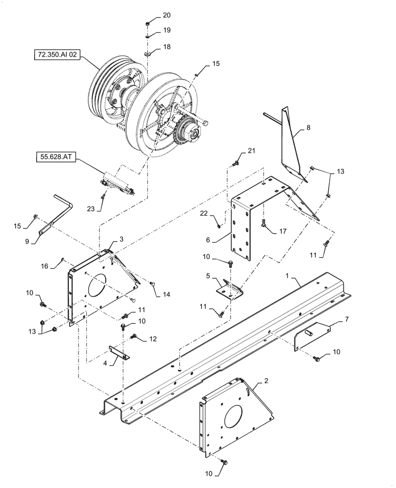 Схема запчастей Case IH 5088 - (72.350.AJ[03]) - SEPARATOR JACKSHAFT SUPPORT, BEATER (72) - SEPARATION