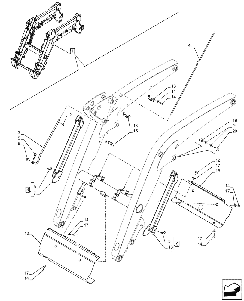 Схема запчастей Case IH FARMALL 90C - (82.100.AF[16]) - VAR - 336744, 336746 - LOADER ARM, LOCKING DEVICE, LEVEL INDICATOR, W/DIVERTER, W/ SELF-LEVELING (82) - FRONT LOADER & BUCKET