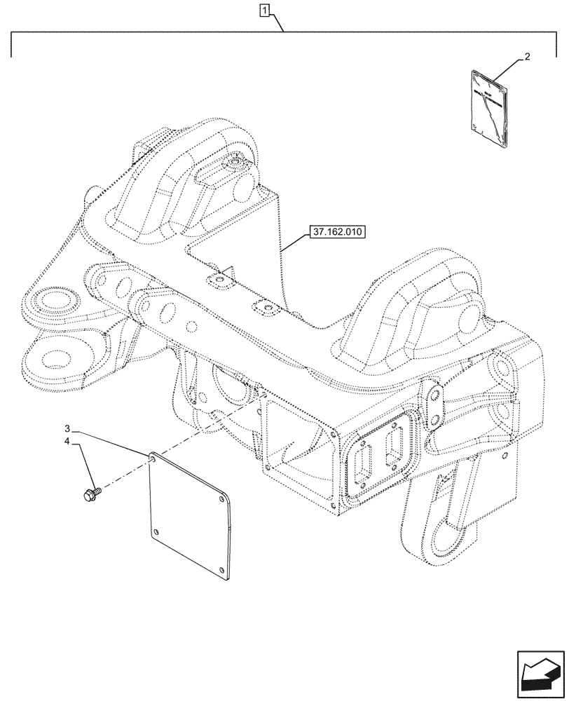 Схема запчастей Case IH FARMALL 120U - (88.100.037[02]) - DIA KIT, FRONT, 3 POINT HITCH, SUPPORT, PLATE (88) - ACCESSORIES