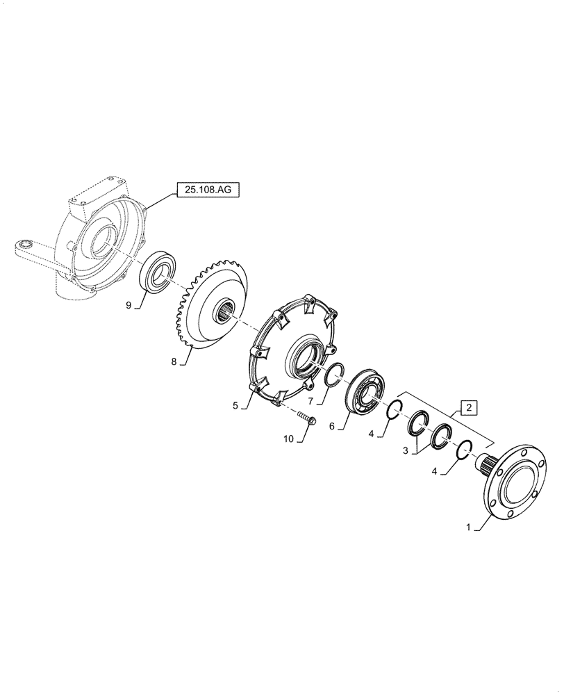 Схема запчастей Case IH FARMALL 55C - (25.108.AE) - FRONT AXLE, HUB (25) - FRONT AXLE SYSTEM