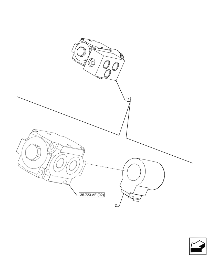 Схема запчастей Case IH FARMALL 120C - (55.415.AQ[01]) - VAR - 336732, 336914 - LOADER BUCKET, SOLENOID, W/DIVERTER, W/O SELF-LEVELING (55) - ELECTRICAL SYSTEMS