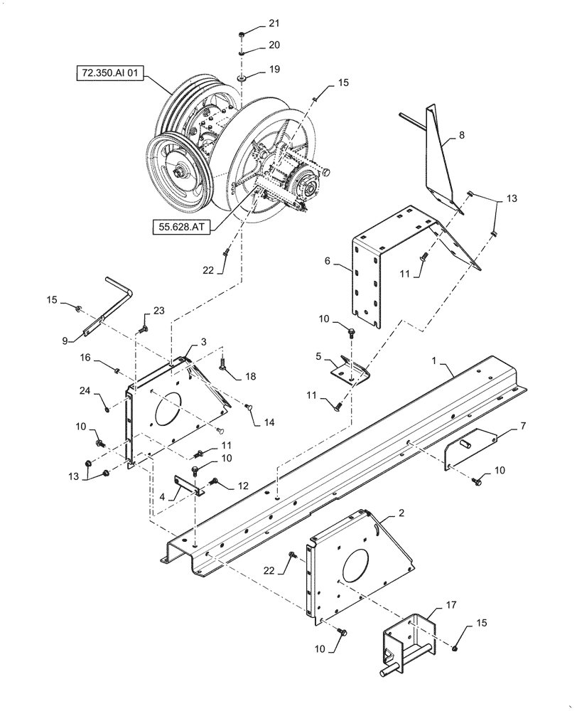 Схема запчастей Case IH 6088 - (72.350.AJ[02]) - SEPARATOR JACKSHAFT SUPPORT, FLAIL (72) - SEPARATION