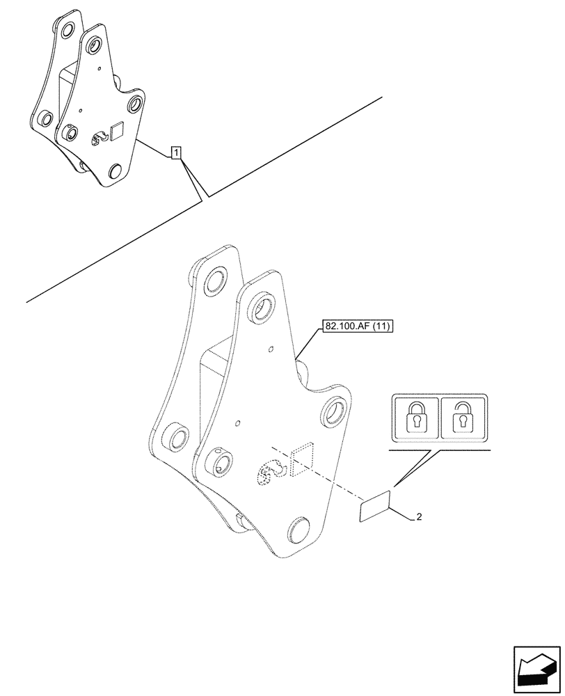 Схема запчастей Case IH FARMALL 120C - (90.108.AC[29]) - VAR - 336740, 336742 - LOADER, SUPPORT, WARNING DECAL, W/O SELF-LEVELING (90) - PLATFORM, CAB, BODYWORK AND DECALS