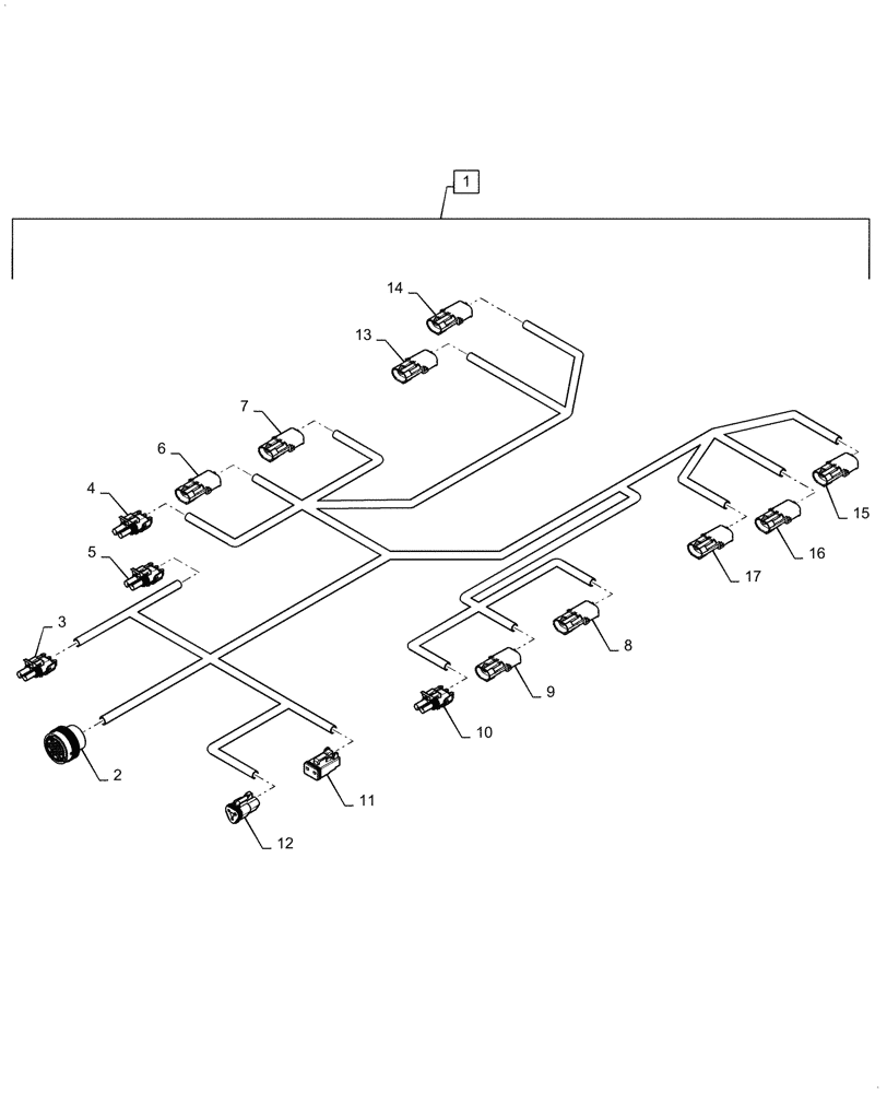 Схема запчастей Case IH 2150 - (55.015.AB[04]) - WIRE HARNESS FRAME, 12/16 ROW (55) - ELECTRICAL SYSTEMS