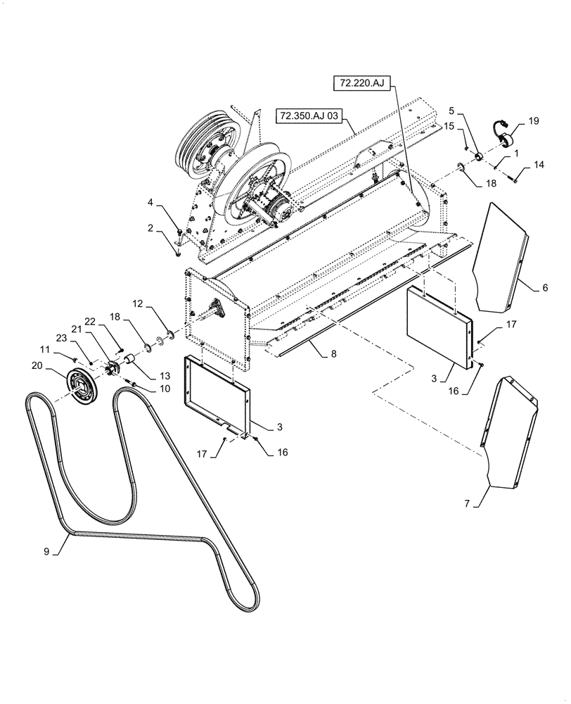 Схема запчастей Case IH 5088 - (72.220.AB) - BEATER PULLEY & BELT (72) - SEPARATION