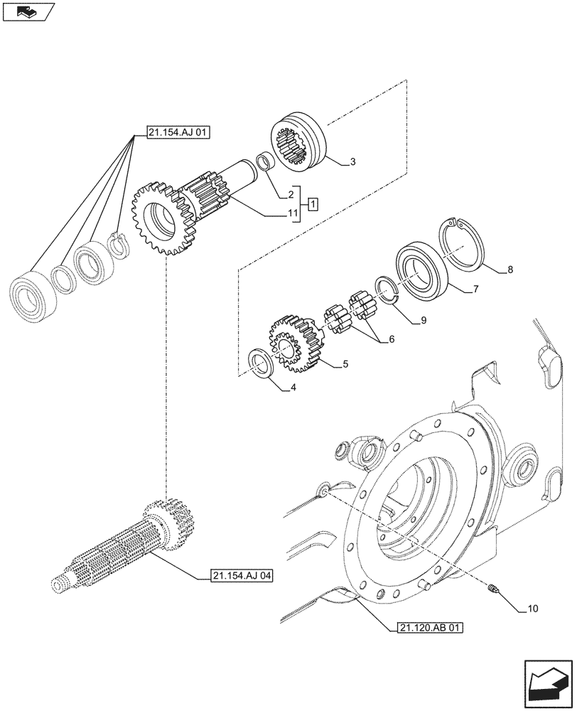 Схема запчастей Case IH FARMALL 115U - (21.148.AC[07]) - VAR - 743507 - BEVEL GEAR, SHAFT, ISO (30KPH) (21) - TRANSMISSION