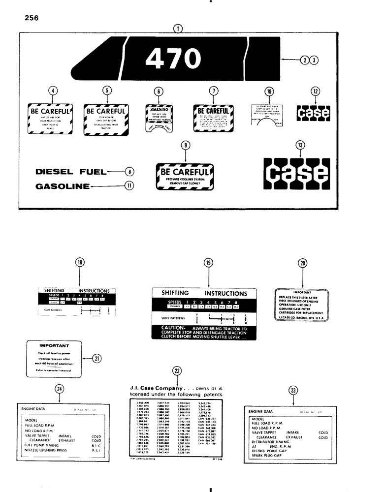 Схема запчастей Case IH 470 - (256) - DECALS, (470 SERIES) (09) - CHASSIS/ATTACHMENTS