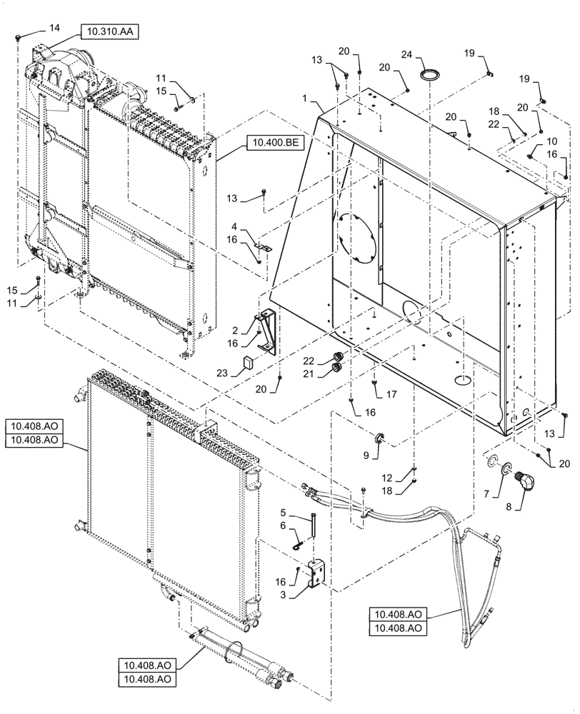 Схема запчастей Case IH 7088 - (10.400.BF[02]) - COOLER BOX (10) - ENGINE