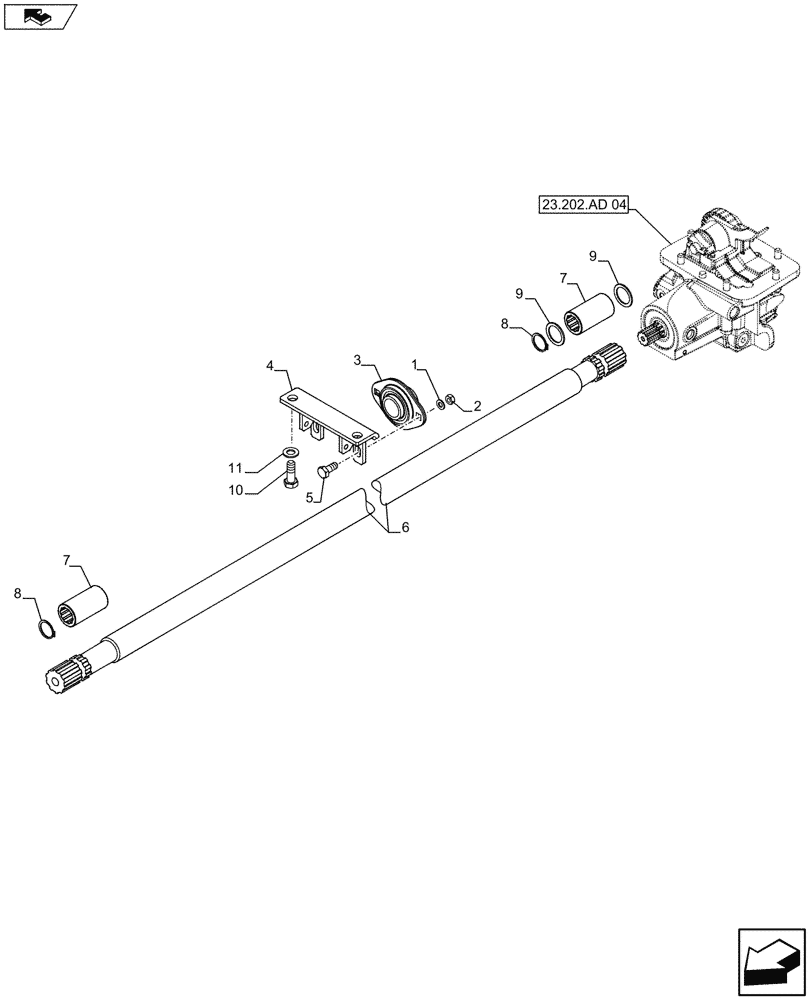 Схема запчастей Case IH FARMALL 115U - (23.314.AG[03]) - VAR - 330448 - DRIVE SHAFT (W/ WATERPROOF TRANSMISSION), ISO (23) - FOUR WHEEL DRIVE SYSTEM