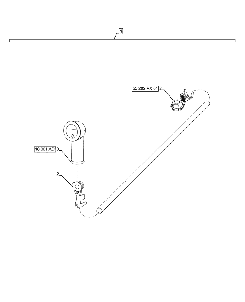 Схема запчастей Case IH FARMALL 120A - (55.202.AX[03]) - VAR - 391265 - CABLE, POSITIVE, GRID HEATER (55) - ELECTRICAL SYSTEMS