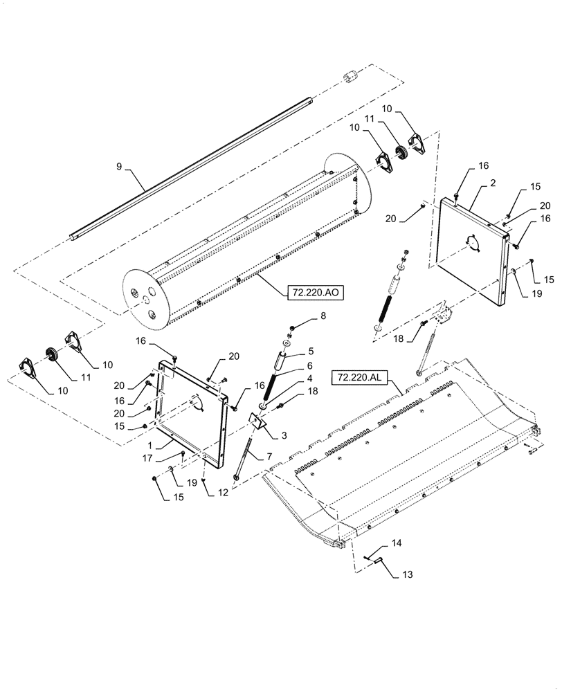 Схема запчастей Case IH 5088 - (72.220.AJ) - BEATER HOUSING (72) - SEPARATION