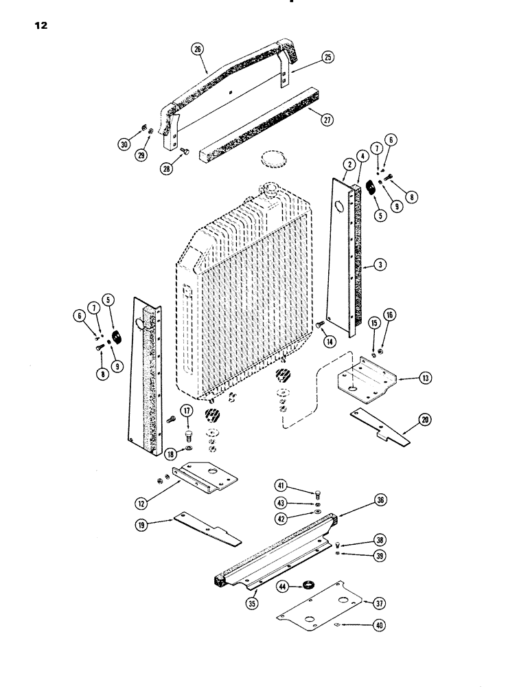 Схема запчастей Case IH 1090 - (012) - RADIATOR BAFFLES, (451B) DIESEL ENGINE (02) - ENGINE