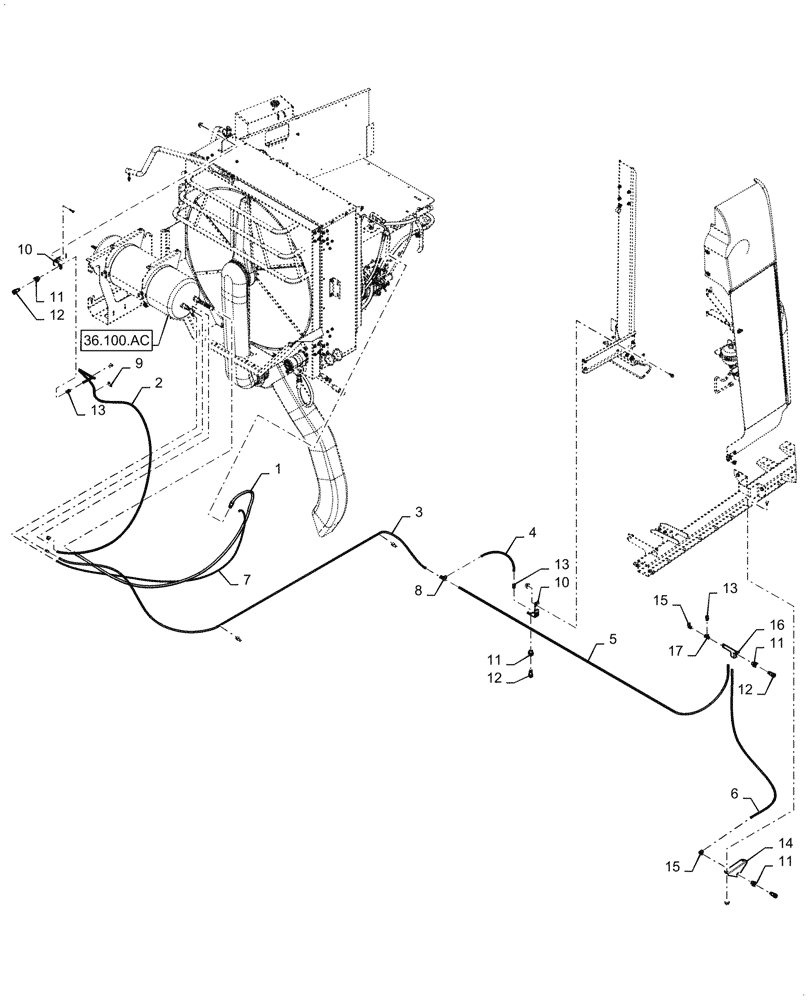 Схема запчастей Case IH 5088 - (36.100.AK) - AIR COMPRESSOR LINES (36) - PNEUMATIC SYSTEM