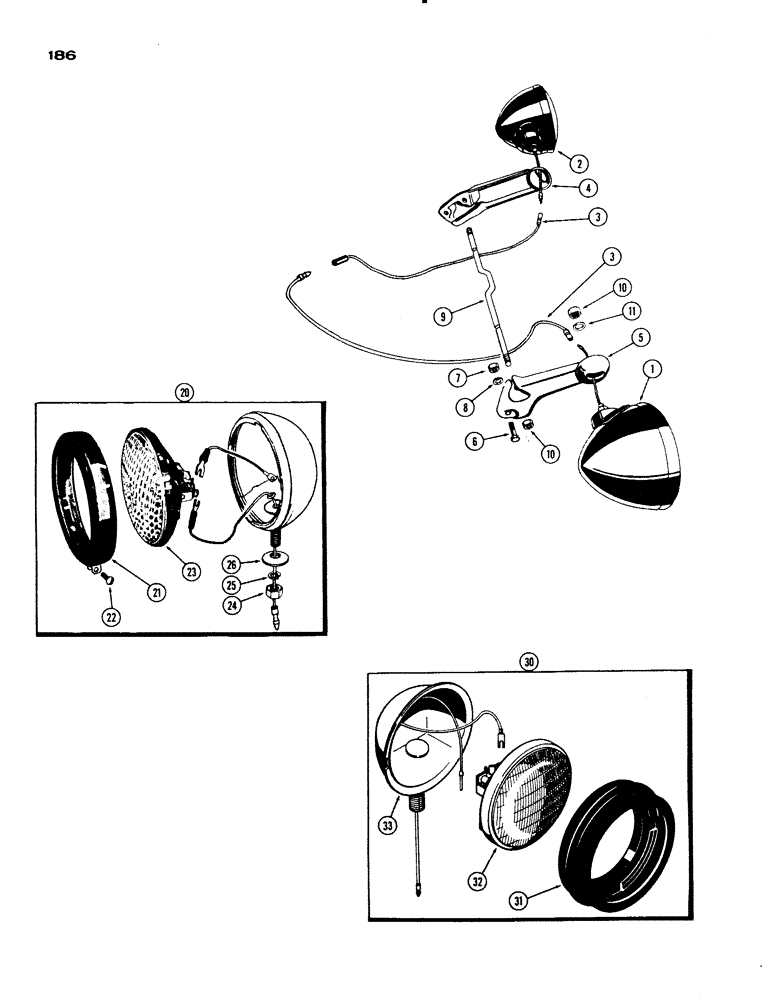 Схема запчастей Case IH 830-SERIES - (186) - CULTIVATING LAMP (04) - ELECTRICAL SYSTEMS