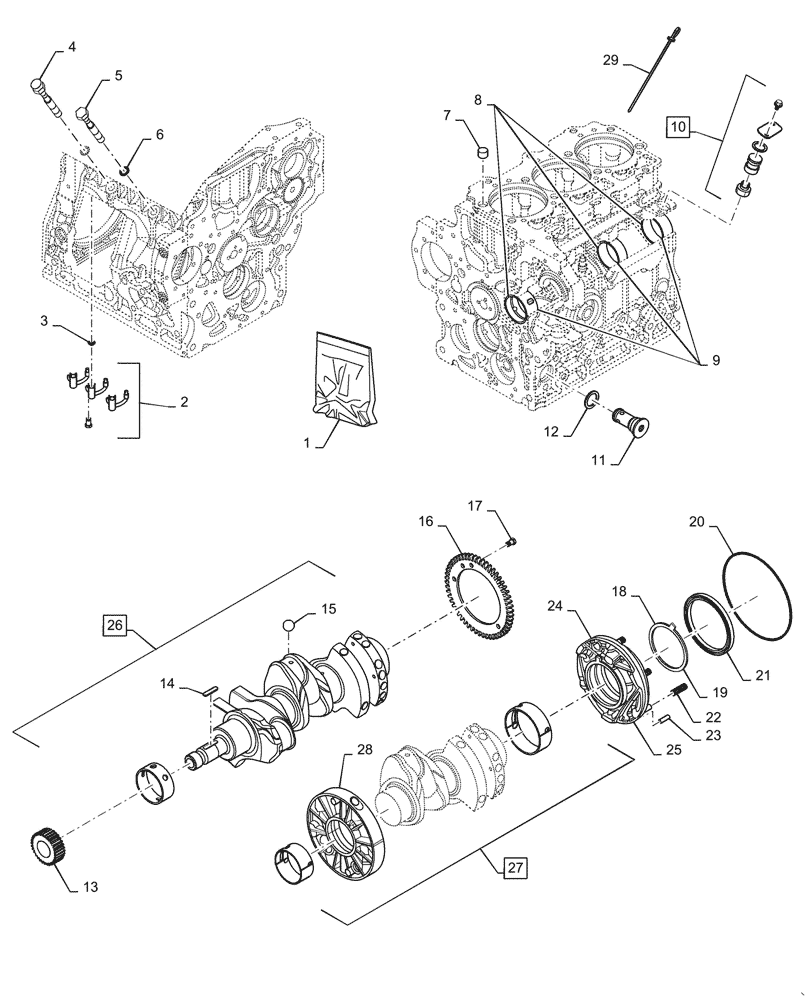 Схема запчастей Case IH FARMALL 55C - (10.001.AB) - CYLINDER BLOCK, ASSY (10) - ENGINE