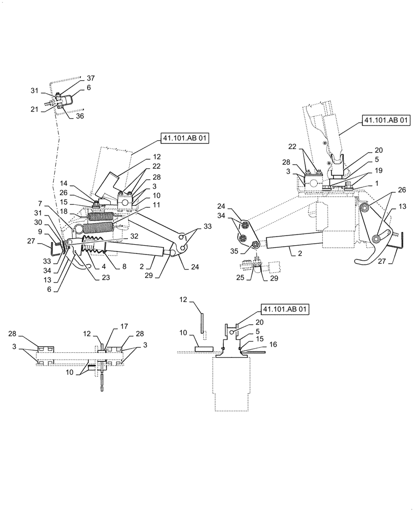 Схема запчастей Case IH 5088 - (41.101.AB[02]) - STEERING COLUMN, LOWER (41) - STEERING