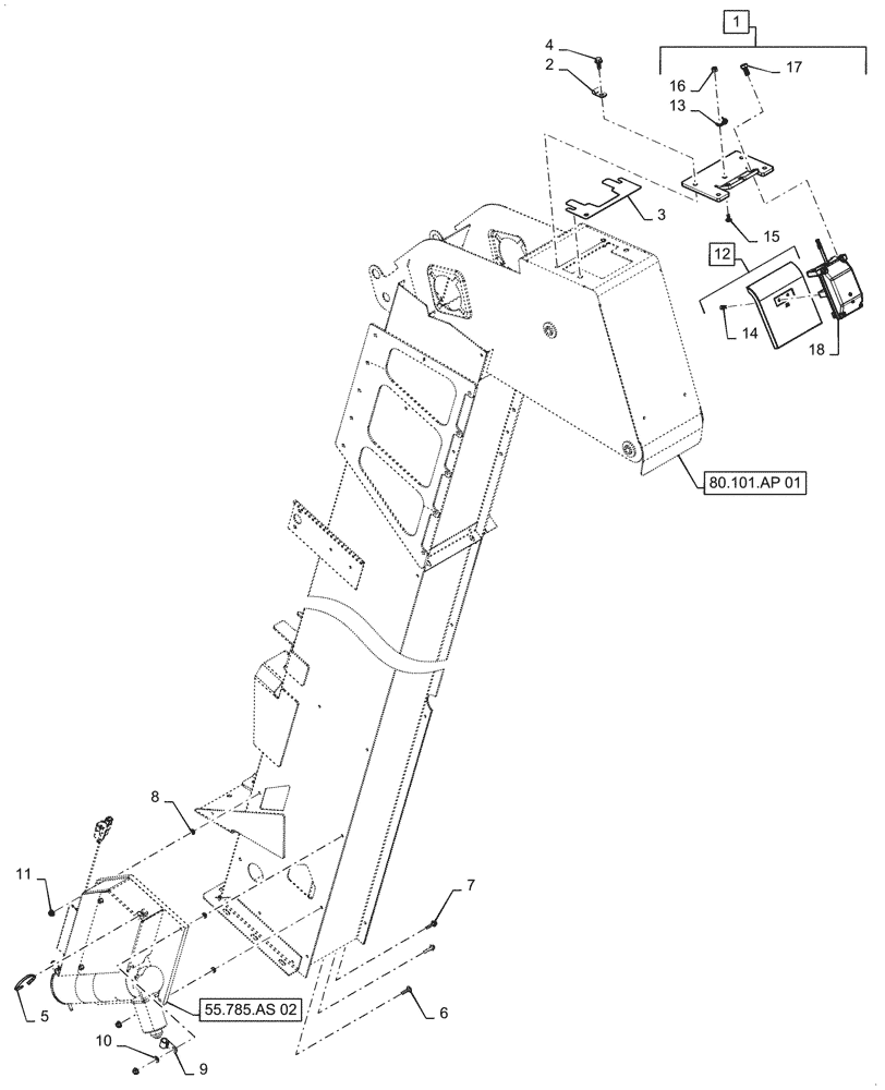 Схема запчастей Case IH 7088 - (55.785.AS[01]) - VAR - 722611 - ELEVATOR YIELD MONITOR ASSY (55) - ELECTRICAL SYSTEMS