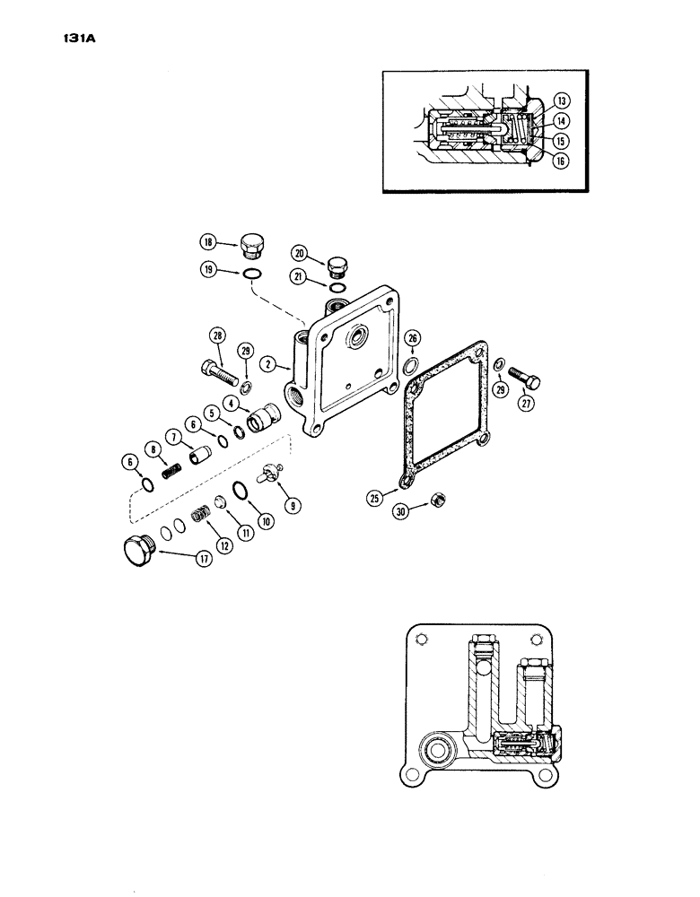 Схема запчастей Case IH 1030 - (131A) - PILOT RELIEF VALVE, USED WITH HITCH AND WITHOUT REMOTES (08) - HYDRAULICS