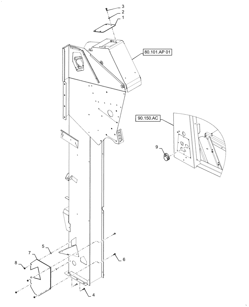 Схема запчастей Case IH 7088 - (55.785.AS[03]) - VAR - 425117 - ELEVATOR, NON-YIELD MONITOR ASSY (55) - ELECTRICAL SYSTEMS