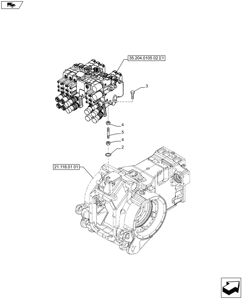 Схема запчастей Case IH PUMA 170 - (35.204.0105[01]) - 5 REMOTE CONTROL VALVES, ELECTRONIC, W/ POWER BEYOND COUPLERS (VAR.743425-743828 / 743669) (35) - HYDRAULIC SYSTEMS