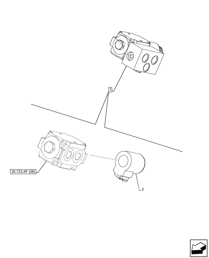 Схема запчастей Case IH FARMALL 110C - (55.415.AQ[07]) - VAR - 336744, 336746 - LOADER BUCKET, SOLENOID, W/DIVERTER, W/ SELF-LEVELING (55) - ELECTRICAL SYSTEMS