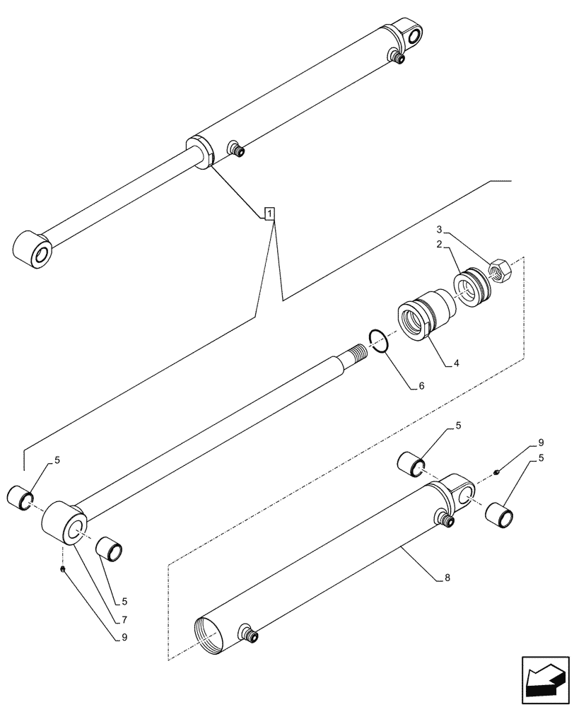 Схема запчастей Case IH FARMALL 110C - (35.723.AA[04]) - VAR - 336732, 336914 - BUCKET CYLINDER, W/O SELF-LEVELING, COMPONENTS (35) - HYDRAULIC SYSTEMS