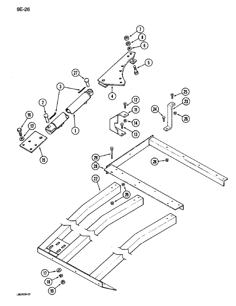 Схема запчастей Case IH 1640 - (9E-26) - UNLOADER SWING CYLINDER SUPPORTS (17) - GRAIN TANK & UNLOADER