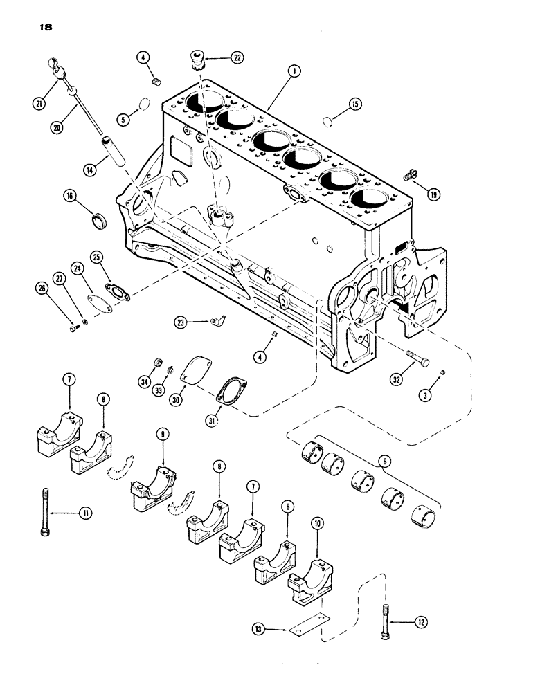 Схема запчастей Case IH 1070 - (018) - CYLINDER BLOCK ASSEMBLY (02) - ENGINE