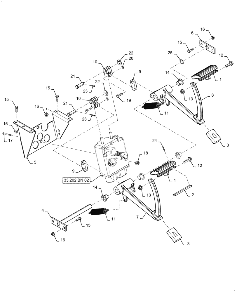 Схема запчастей Case IH 7088 - (33.202.BN[01]) - BRAKE PEDAL ASSY (33) - BRAKES & CONTROLS