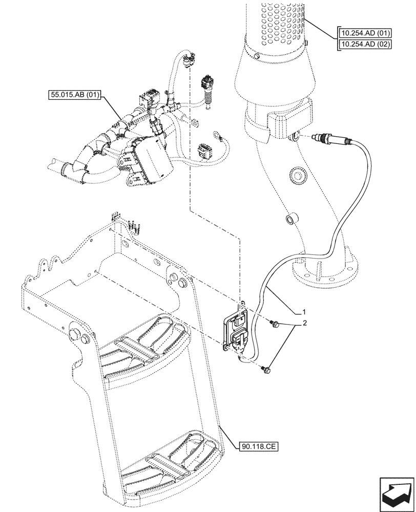 Схема запчастей Case IH FARMALL 100C - (55.988.AG[02]) - VAR - 337322, 743560 - DEF/ADBLUE™, NOX SENSOR (55) - ELECTRICAL SYSTEMS