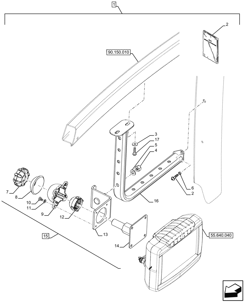 Схема запчастей Case IH FARMALL 120U - (88.100.090[01]) - DIA KIT, BRACKET MONITOR EQUIPMENT (88) - ACCESSORIES