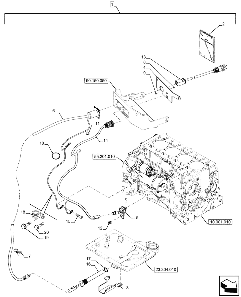 Схема запчастей Case IH FARMALL 120U - (88.100.055[02]) - DIA KIT, COLD START SYSTEM, BLOCK HEATER (240V) (88) - ACCESSORIES