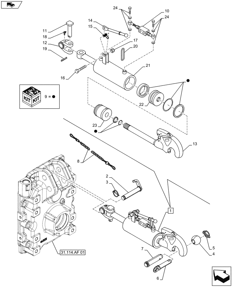 Схема запчастей Case IH MAXXUM 110 - (35.124.AJ[02]) - THIRD - LINK SPRAG - BREAKDOWN - C7395 (35) - HYDRAULIC SYSTEMS