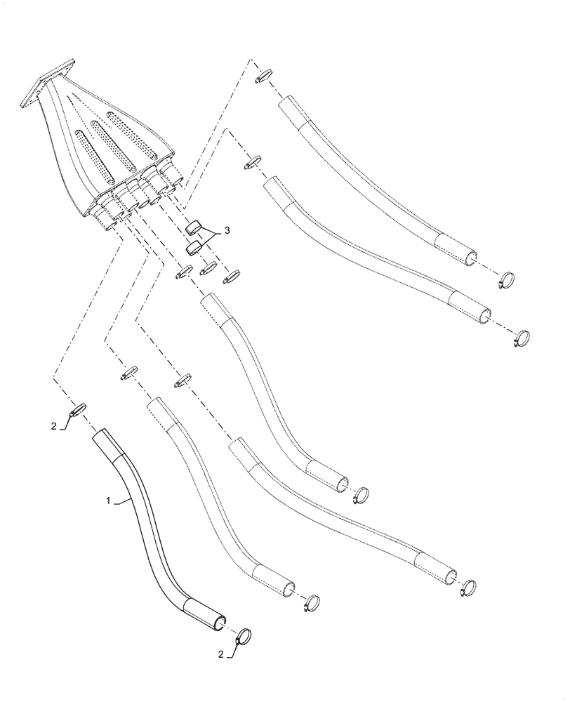 Схема запчастей Case IH 3445 - (61.904.AB[02]) - METERING SEED SMALL HOSE, 435 BUSHEL, 6 RUN, SINGLE SHOOT, TOW BETWEEN (61) - METERING SYSTEM